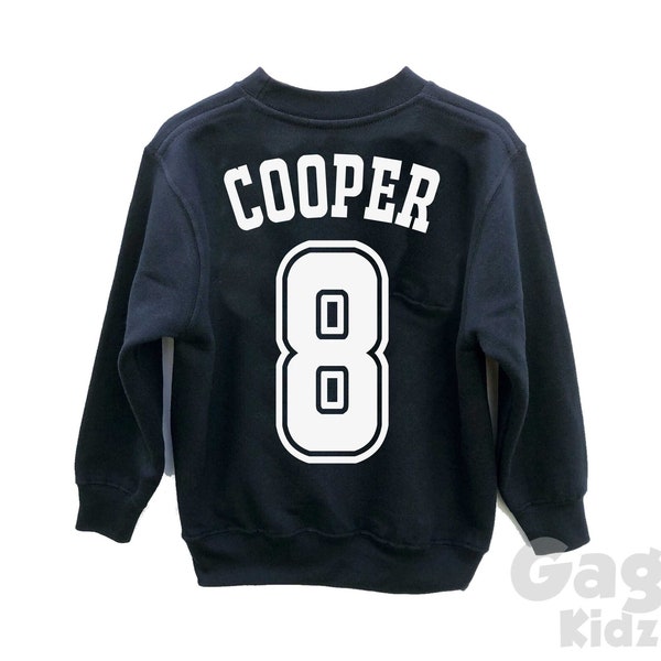 Custom Kids Birthday Sweatshirt with Front & Back Design, Personalised Name and Age Jumper, Unisex Youth Toddler Number Sweater