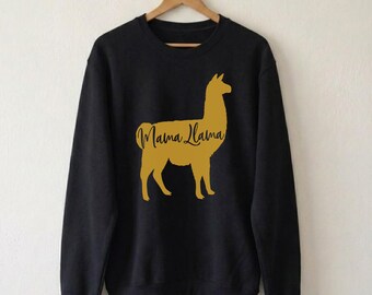Mama Llama Gold Print Mommy Sweatshirt