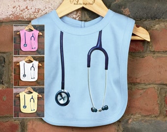 Stethoscope Baby Bibs, New Baby Shower Gift for a Doctor or Nurse, Funny Medical Themed Clothes for Infant