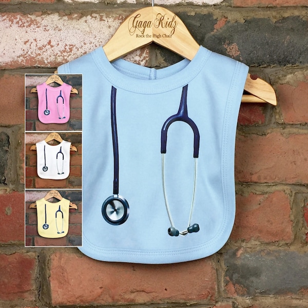 Stethoscope Baby Bibs, New Baby Shower Gift for a Doctor or Nurse, Funny Medical Themed Clothes for Infant