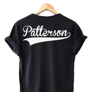 Camiseta adulta com nome personalizado, estilo beisebol com camisa unissex com estampa de bolso