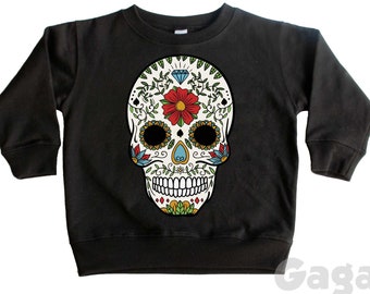 Sweat-shirt Sugar Skull Kids, Pull Jour des Morts, Dia De Los Muertos, Pull Halloween