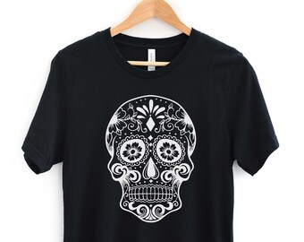 Sugar Skull-T-shirt, uniseks Halloween-T-shirt