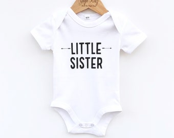 Little Sister Baby Bodysuit, Baby Girl New Sister Gift