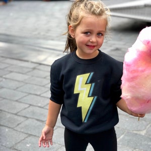 Lightning Bolt Sweater, Glam Rock n Roll Top, Thunder Bolt, Rock Sweatshirt Yellow Bolt