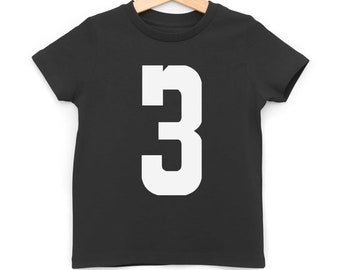 Custom Kids Age or Initial T-Shirt, Personalised Children's Birthday Tee Gift, Any Letter or Number
