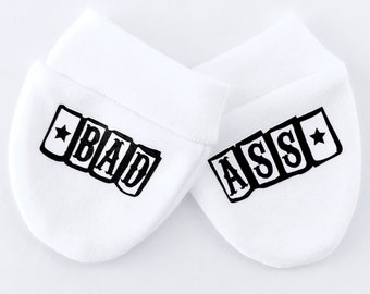 Bad Ass Baby Mittens, Hospital Baby Gloves, Hospital Mittens, Scratch Mitts, Scratch Mittens, Newborn Mittens Gloves Baby Girl Baby Boy Gift