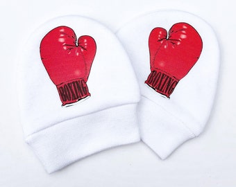 Scratch Mittens, Baby Mittens, Boxing Gloves Boxer, Newborn Cotton Mitts, No Scratch, Boxing Baby Gift, Funny Baby Gift, Baby Shower Gift