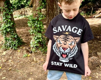 Kids Savage Tiger T-Shirt, Stay Wild Tee, Year of the Tiger, King of the Jungle TShirt