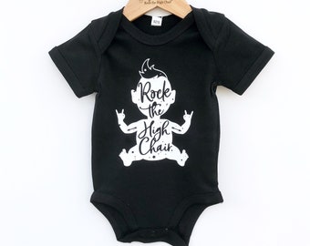 Rock the High Chair Baby Body, Rock Baby Gift, Rock n Roll Abbigliamento