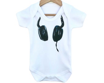 DJ Baby Toddler Bodysuit, Funny Bodysuit, Headphones Outfit, Rave Party Music Outfit, Cool Baby Clothes, Newborn Baby Disco Gift