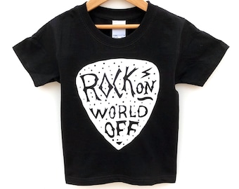 Rock on World Off kids rocker tshirt, Festival Clothes