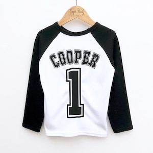 Kids Custom Name Number Shirt, Raglan Baseball Shirt