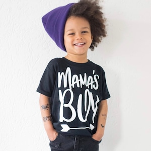 Mamas Boy Shirt, Boy Mom Shirt, Trendy Boys Clothing, Gift for Son, Mama's Boy Baby Toddler & Cool Kids TShirt, Baby Boy Gift image 1