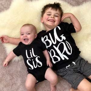Sibling Set, Big Brother Little Sister, Sibling Clothes, Children's Gift, Big Bro Lil Sis, Brother TShirt, Sister TShirt, Baby Gift Clothes image 5