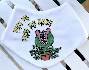 Feed Me Now Baby Bib: Funny Horror Plant Bib