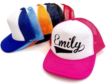 Truckerpet met aangepaste naam voor kinderen, gepersonaliseerde vintage snapBack-hoed