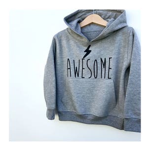 Kids Awesome Hoodie, Super Hero Baby, Baby Hoodie, Toddler Hoody, Baby Gift, Awesome Kid Baby Clothes, Awesome Baby Kids Jumper, Grey Hoodie image 2