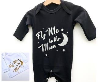 Fly Me To The Moon Baby Romper: 100% Cotton Sleepsuit