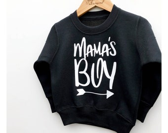 Bluza dla dzieci Mama's Boy: Czarny sweter z okrągłym dekoltem