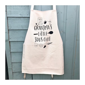 Grandma Birthday Gift, Toddler Apron, Kids Cooking, Grandma's Little Chef, Gift for Grandma Nanny Gift Granny Gift Grandma and Me Kids Apron