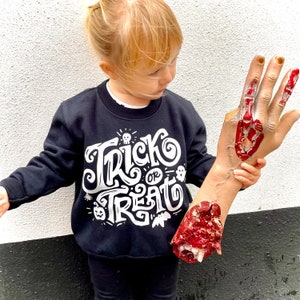 Kids Trick or Treat Sweatshirt, Toddler Halloween Sweater, Spooky Baby image 2