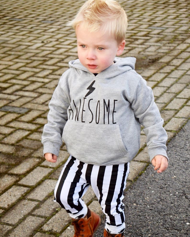 Kids Awesome Hoodie, Super Hero Baby, Baby Hoodie, Toddler Hoody, Baby Gift, Awesome Kid Baby Clothes, Awesome Baby Kids Jumper, Grey Hoodie image 7