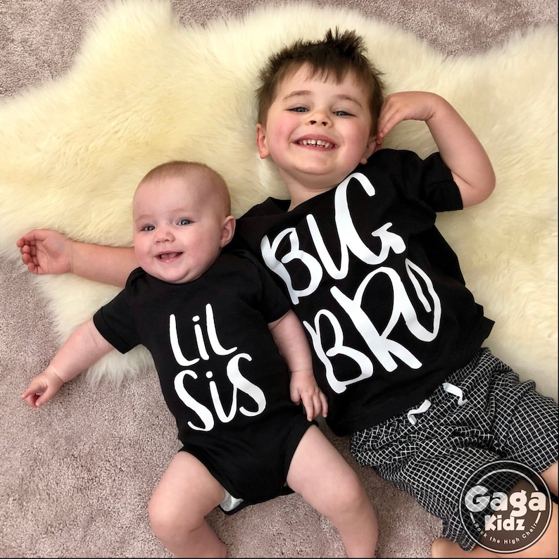 Sibling Set, Big Brother Little Sister, Sibling Clothes, Children's Gift, Big Bro Lil Sis, Brother TShirt, Sister TShirt, Baby Gift Clothes image 1