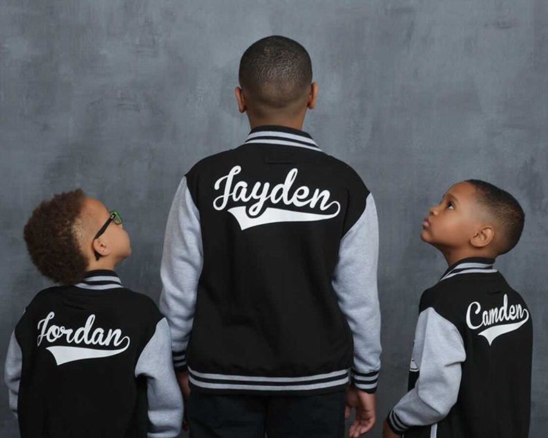 Benutzerdefinierte Kinder Varsity Jacke, Kinder Sportjacke, Name Varsity, Nummer Varsity, personalisierte Unisex Varsity, Kinder Baseballjacke, Namensjacke Bild 6