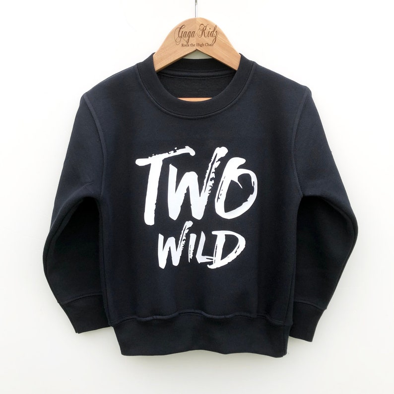 Two Wild Birthday Sweater, Toddler Sweatshirt for 2 Year Old Birthday, Kids Second Birthday Gift, Too Wild 2nd Birthday Top for Boy or Girl image 1