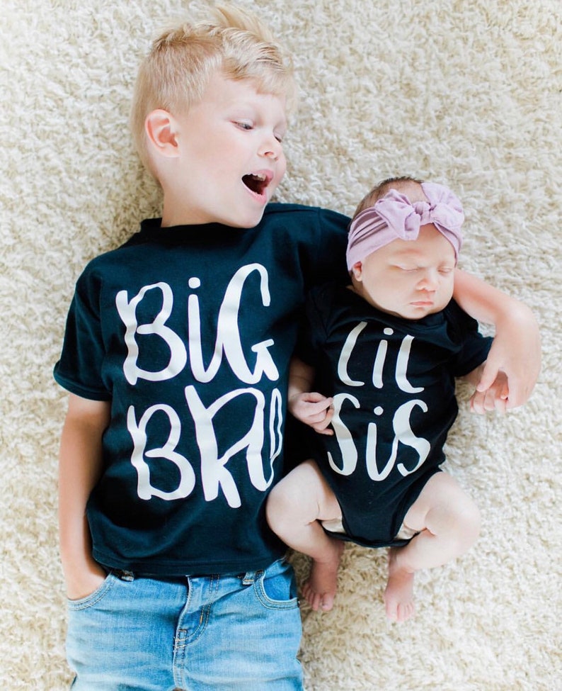 Sibling Set, Big Brother Little Sister, Sibling Clothes, Children's Gift, Big Bro Lil Sis, Brother TShirt, Sister TShirt, Baby Gift Clothes image 6