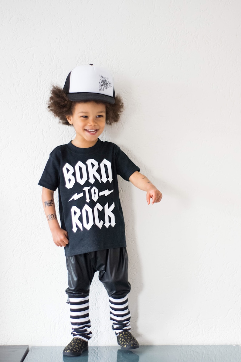 Born to Rock Kinder & Baby T-Shirt, Little Rocker, Rock Baby, Rock Baby, Heavy Metal Baby, Unisex Babykleidung, coole Baby Geschenke, Säugling Shirt Bild 2