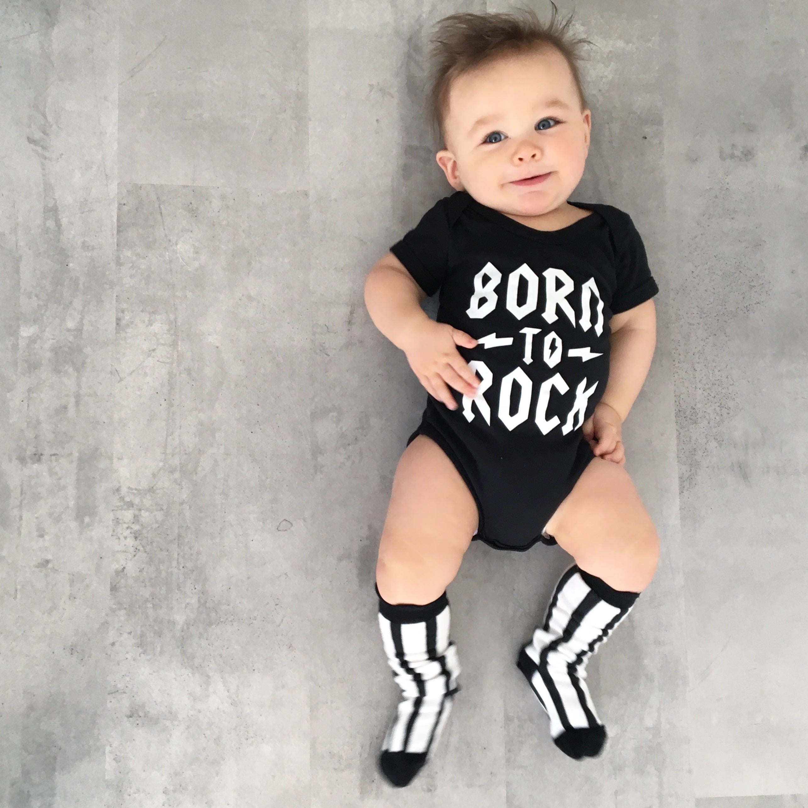 Born to Rock Baby Bodysuit Bringing Home Baby Outfit Cool Baby