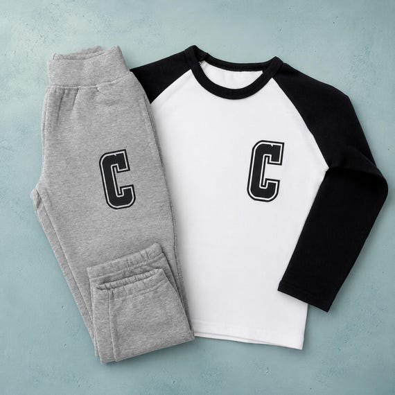 Custom Kids Initials Tracksuit, Baseball Shirt & Joggers, Monogram Clothing Outfit