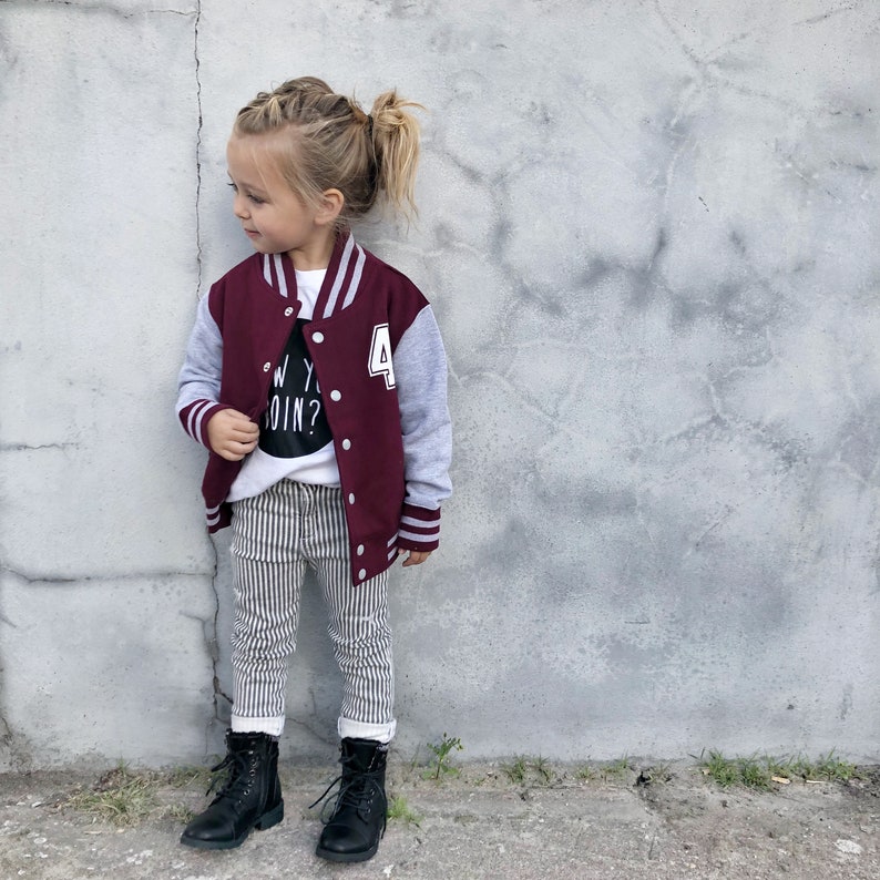 Benutzerdefinierte Kinder Varsity Jacke, Kinder Sportjacke, Name Varsity, Nummer Varsity, personalisierte Unisex Varsity, Kinder Baseballjacke, Namensjacke Bild 2