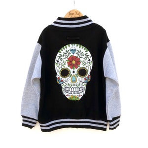 Sugar Skull Kids Varsity Jacket, Alternative Fashion, Child Summer Jacket image 4