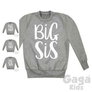 Bluzy dla dzieci Big Sis, Big Bro, Lil Bro & Lil Sis w kolorze szarym Marl