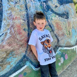 Kids Savage Tiger T-Shirt, Stay Wild Tee, Year of the Tiger, King of the Jungle TShirt image 2