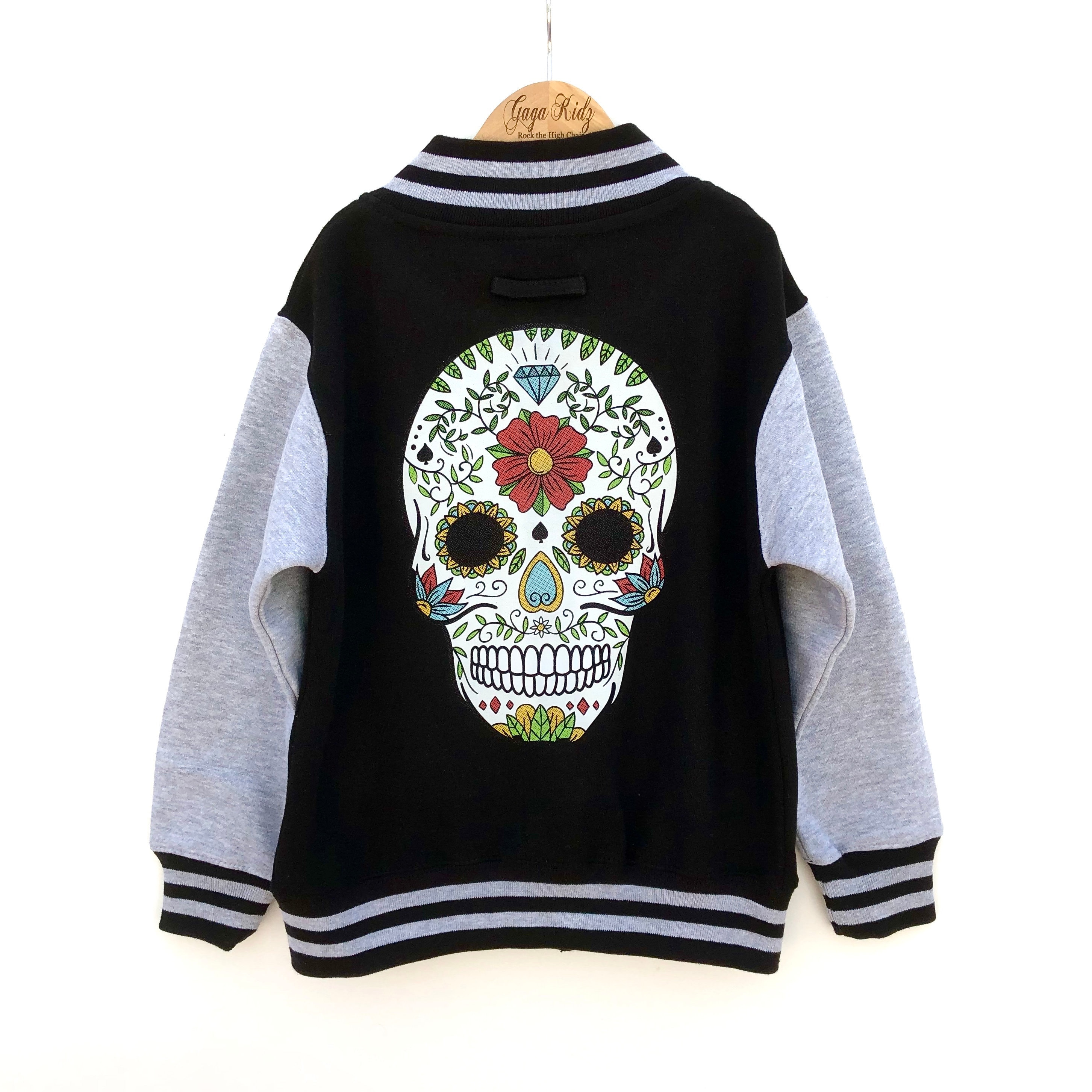 Sugar Skull Kids Varsity Jacket, Alternative Fashion, Child Sugar Skull Kids Varsity Jacket, Alternative Fashion, Child