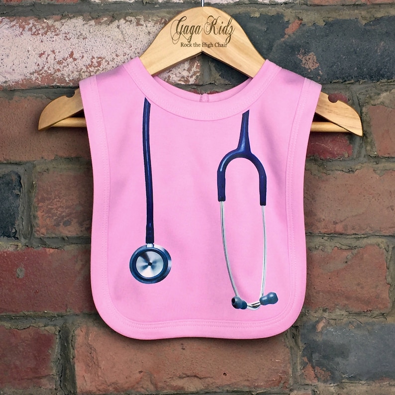 Stethoscope Baby Bibs, New Baby Shower Gift for a Doctor or Nurse, Funny Medical Themed Clothes for Infant image 3