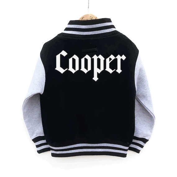 Veste universitaire personnalisee avec prenom enfant veste de baseball d ete prenom gothique manteau unisexe personnalise vieil anglais Etsy France