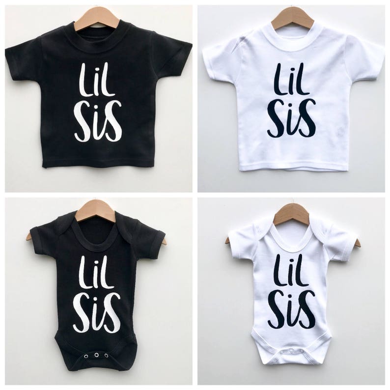 Sibling Set, Big Brother Little Sister, Sibling Clothes, Children's Gift, Big Bro Lil Sis, Brother TShirt, Sister TShirt, Baby Gift Clothes image 3