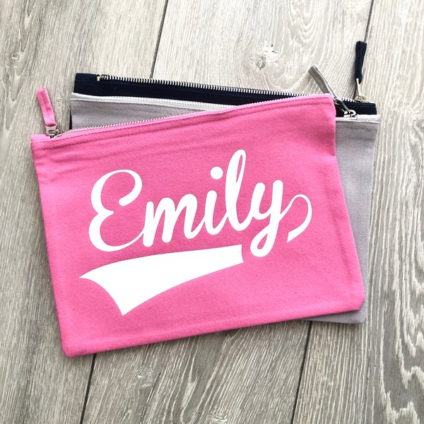 Name Pouch, Custom Pencil Case, Canvas Zipper Wallet, Makeup Case, Diaper Clutch, Wash Bag