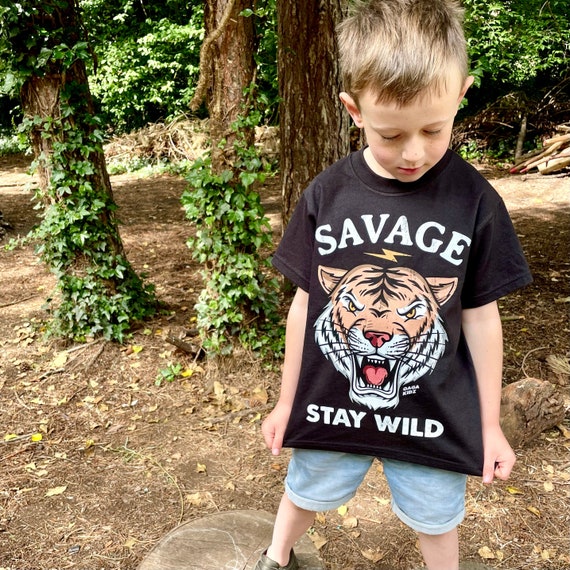 Camiseta Kids Savage Tiger camiseta Stay del Tigre - Etsy México