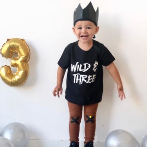 Wild and Three TShirt, drittes Geburtstag Shirt, Geschenk für 3 jährige Bild 4