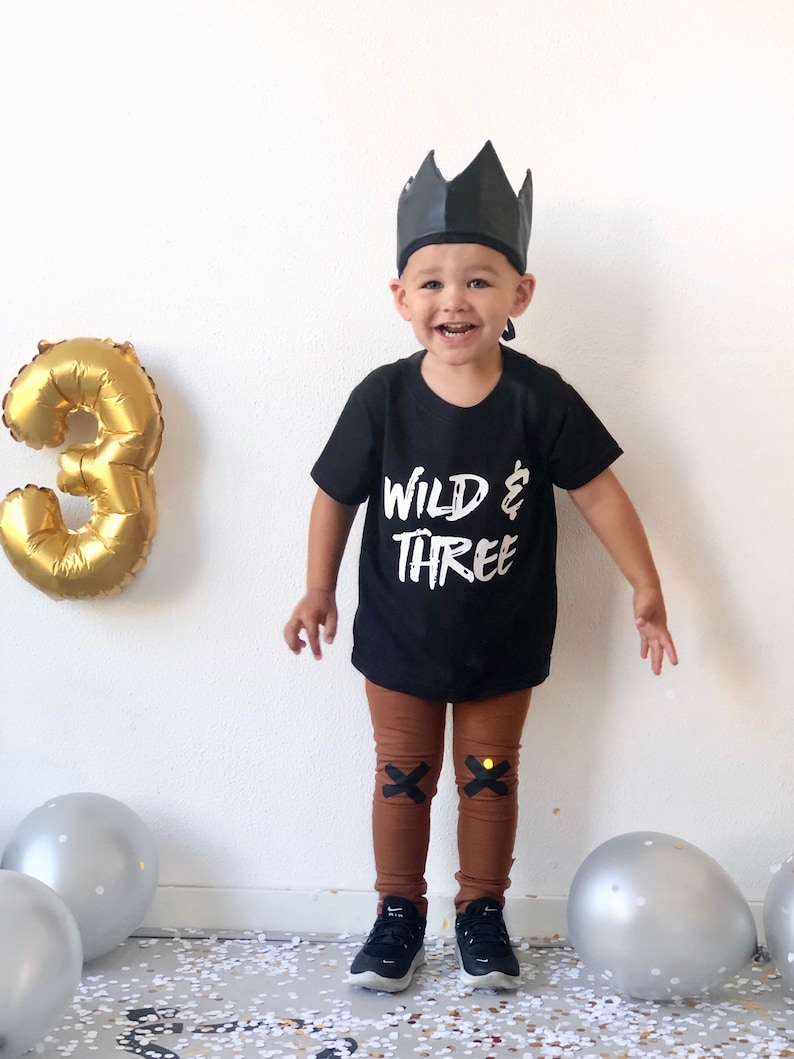 Wild and Three TShirt, drittes Geburtstag Shirt, Geschenk für 3 jährige Bild 4