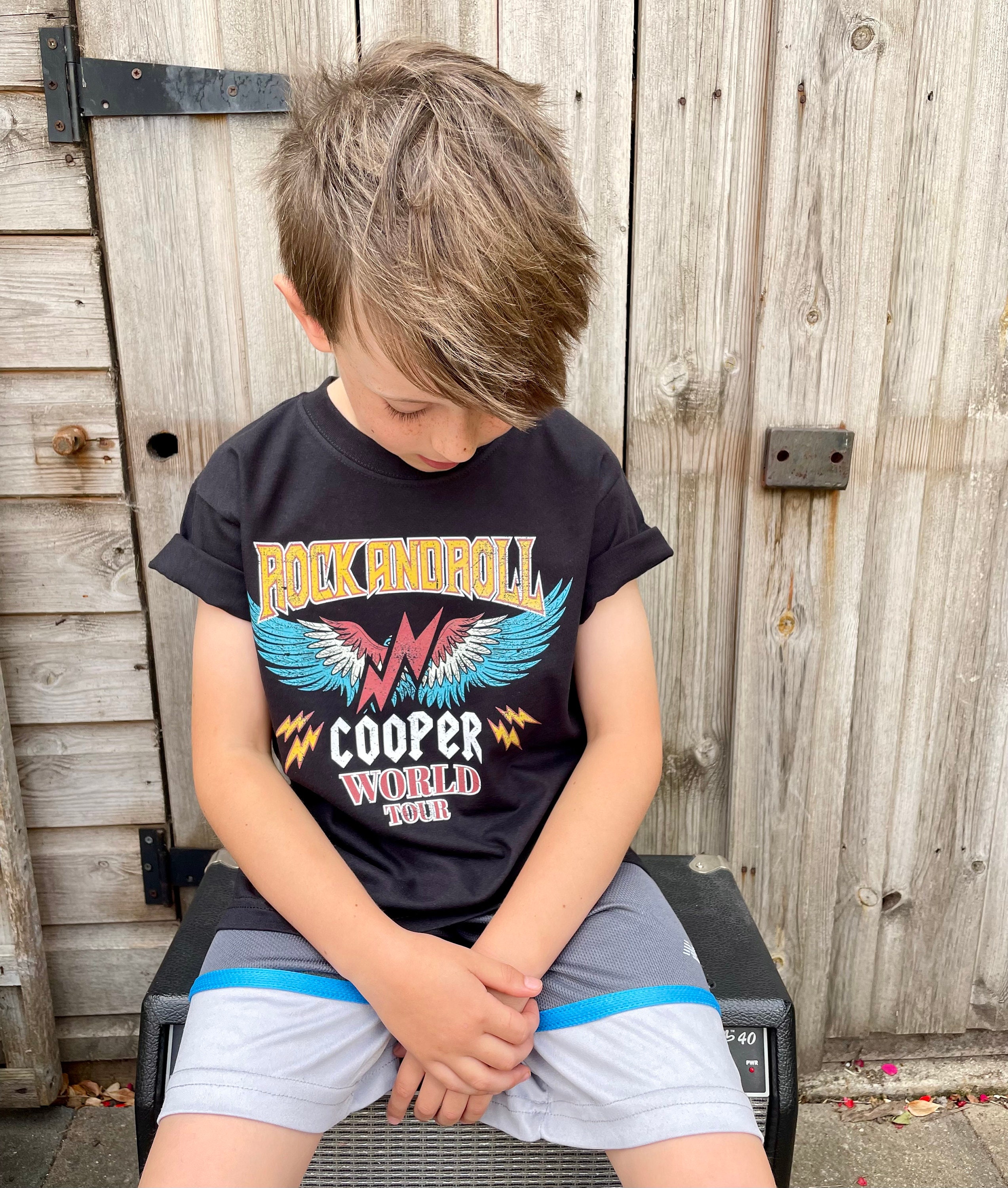 Custom Kids Rock Tour Tshirt, Personalised Rock and Roll Name Tee,  Customised Band Groupie Festival Schedule T-shirt - Etsy