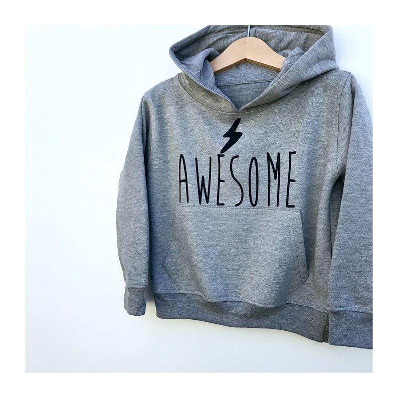 Kids Awesome Hoodie, Super Hero Baby, Baby Hoodie, Toddler Hoody, Baby Gift, Awesome Kid Baby Clothes, Awesome Baby Kids Jumper, Grey Hoodie image 2