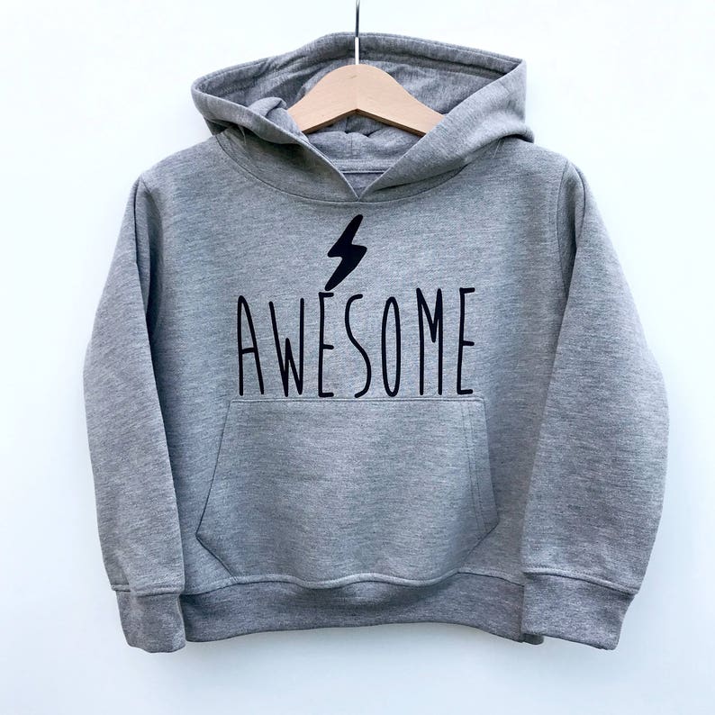 Kids Awesome Hoodie, Super Hero Baby, Baby Hoodie, Toddler Hoody, Baby Gift, Awesome Kid Baby Clothes, Awesome Baby Kids Jumper, Grey Hoodie image 3