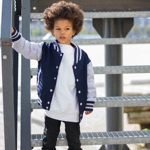 Baseball Style Kids Varsity Jacket, Custom Letterman Name & Number College Football Jacket for Boy or Girl image 4